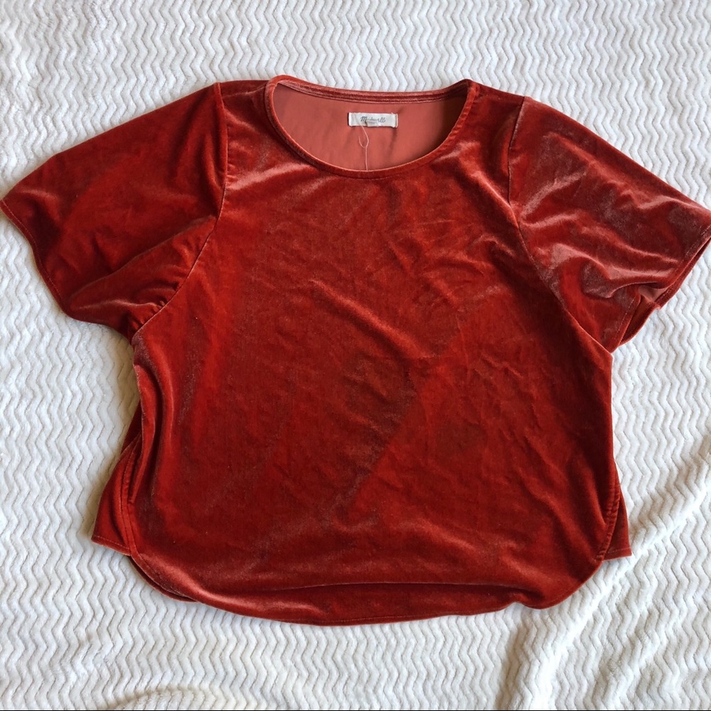 Madewell Orange Velvet Butterfly Top XXS Boxy Fit - Picture 2 of 8
